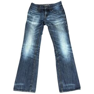 Buckle BKE Aiden Jeans Mens 29 Blue Stretch Logo Medium Wash Straight Distressed